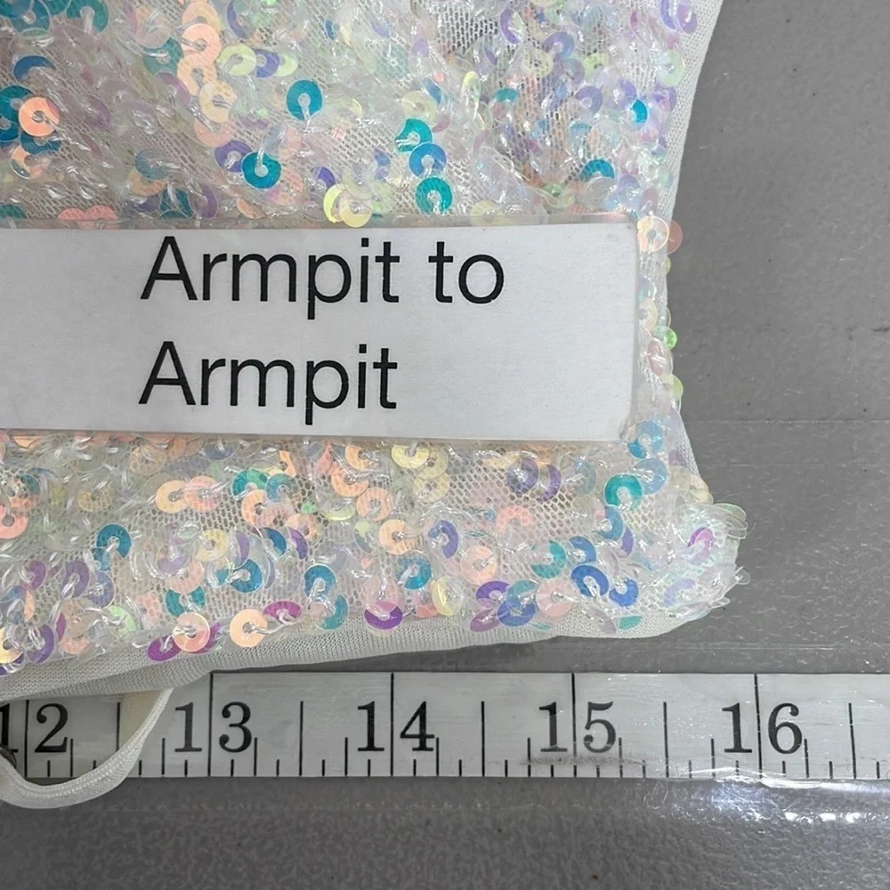 Mable Dress NWT Mini Sequin Sleeveless Scoop Neck Off White Pink Size Medium M - Picture 13 of 15